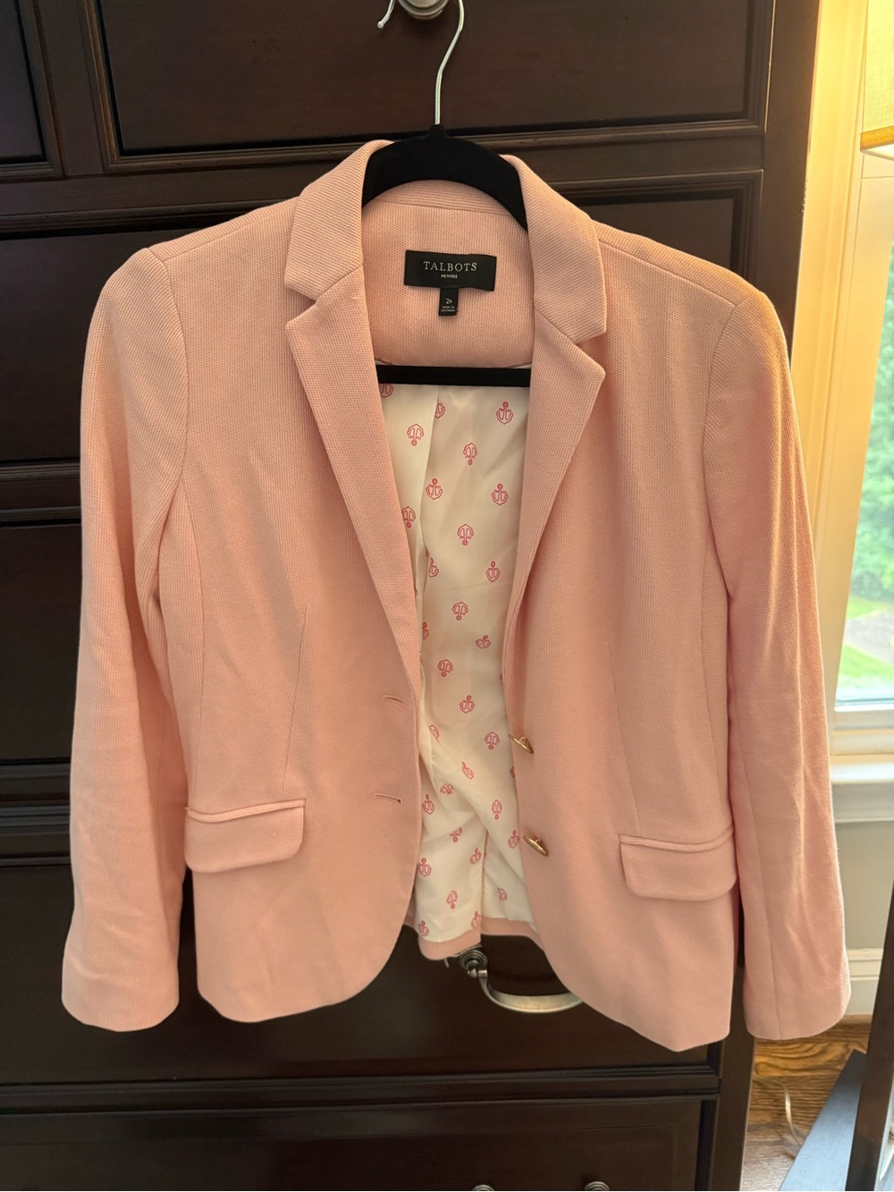 Talbots Light Pink Women's Tailored Blazer with Gold Buttons